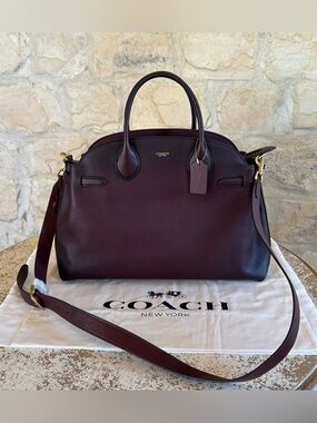 COACH Empire 40 Merlot Leather Dome Satchel with Detachable Strap dust bag NWT